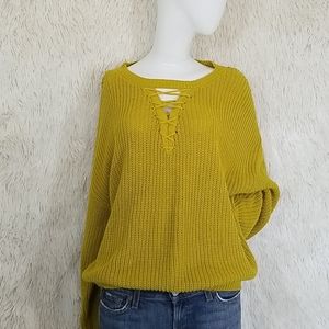 RUBY MOON oversized mustard yellow knit sweater